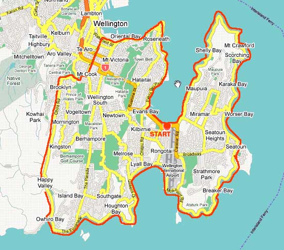 Cycling route round Wellington Bays