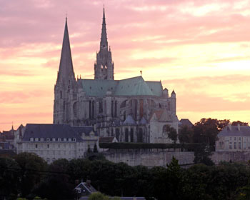 Chartres Cathedral on a bike trip through France with trailers
